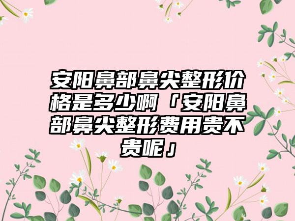 安阳鼻部鼻尖整形价格是多少啊「安阳鼻部鼻尖整形费用贵不贵呢」