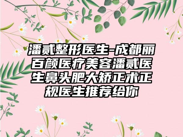 潘贰整形医生-成都丽百颜医疗美容潘贰医生鼻头肥大矫正术正规医生推荐给你