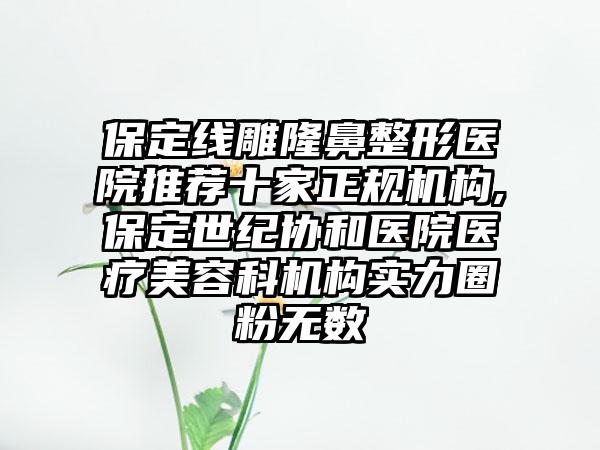 保定线雕七元医院推荐十家正规机构,保定世纪协和医院医疗美容科机构实力圈粉无数