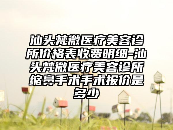 汕头梵微医疗美容诊所价格表收费明细-汕头梵微医疗美容诊所缩鼻手术手术报价是多少