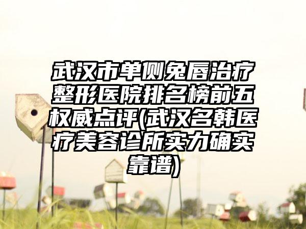 武汉市单侧兔唇治疗整形医院排名榜前五权威点评(武汉名韩医疗美容诊所实力确实靠谱)