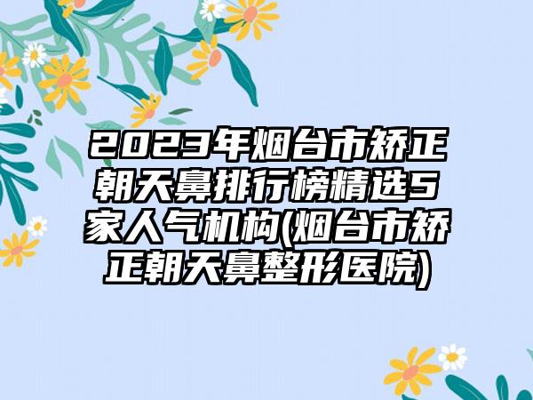 2023年烟台市矫正朝天鼻排行榜精选5家人气机构(烟台市矫正朝天鼻整形医院)