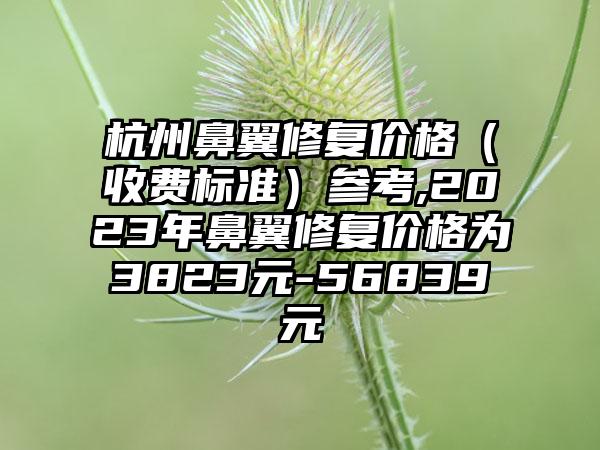 杭州鼻翼修复价格（收费标准）参考,2023年鼻翼修复价格为3823元-56839元