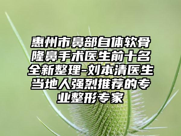 惠州市鼻部自体软骨隆鼻手术医生前十名全新整理-刘本清医生当地人强烈推荐的正规整形骨干医生