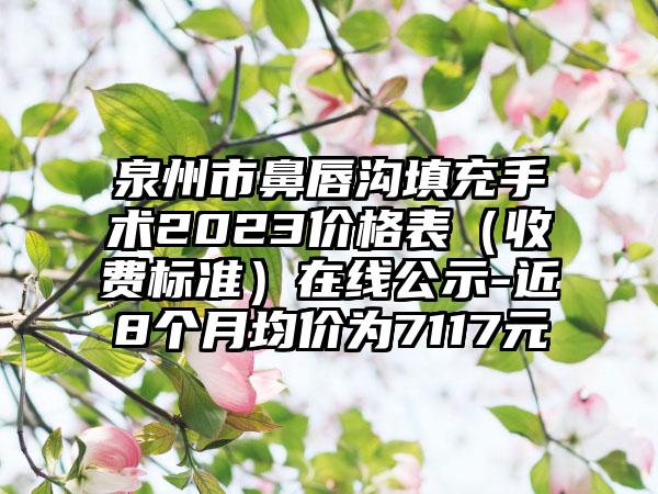 泉州市鼻唇沟填充手术2023价格表（收费标准）在线公示-近8个月均价为7117元