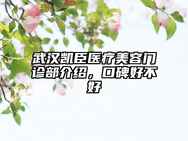 武汉凯臣医疗美容门诊部介绍，口碑好不好