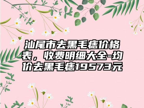 汕尾市去黑毛痣价格表，收费明细大全-均价去黑毛痣19573元