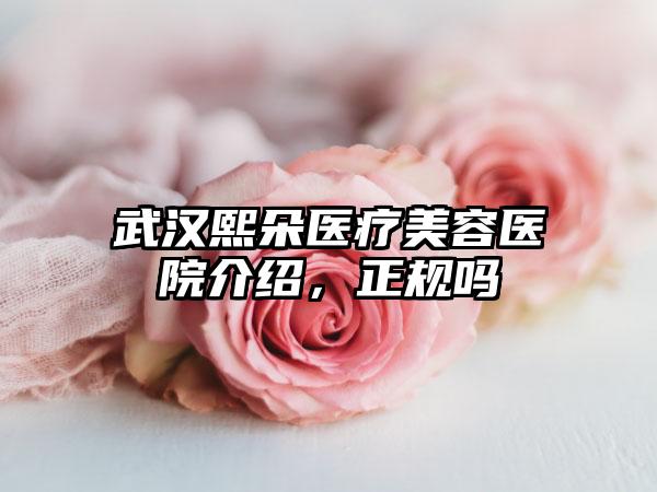 武汉熙朵医疗美容医院介绍，正规吗