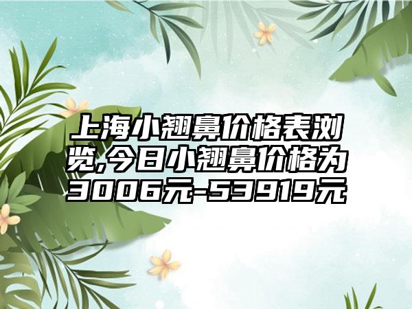 上海小翘鼻价格表浏览,今日小翘鼻价格为3006元-53919元