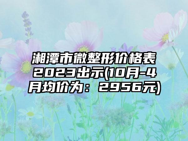 湘潭市微整形价格表2023出示(10月-4月均价为：2956元)