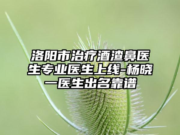 洛阳市治疗酒渣鼻医生正规医生上线-杨晓一医生出名靠谱