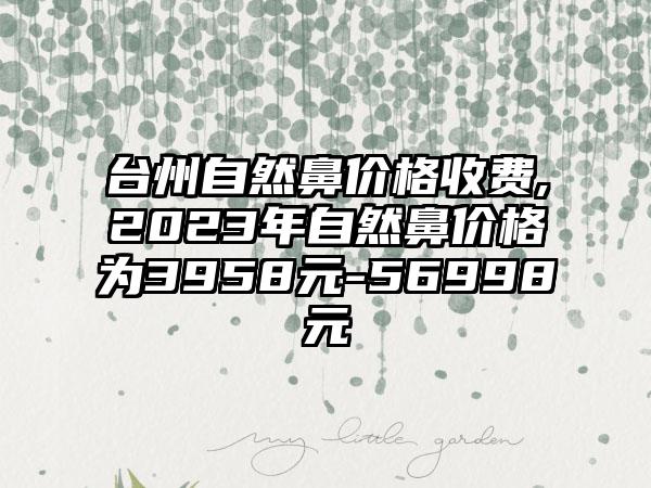 台州自然鼻价格收费,2023年自然鼻价格为3958元-56998元