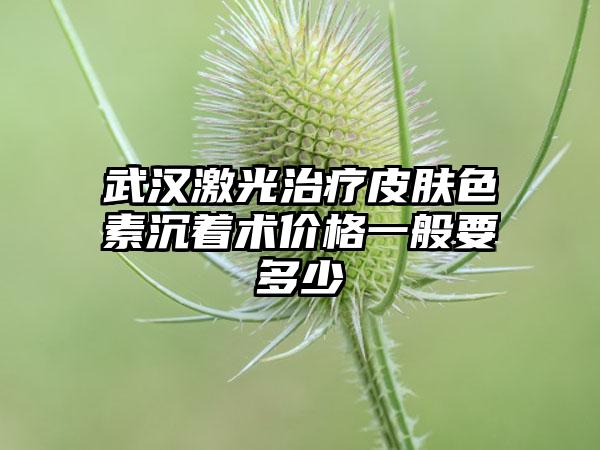 武汉激光治疗皮肤色素沉着术价格一般要多少