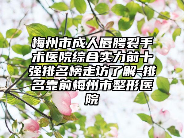 梅州市成人唇腭裂手术医院综合实力前十强排名榜走访了解-排名靠前梅州市整形医院