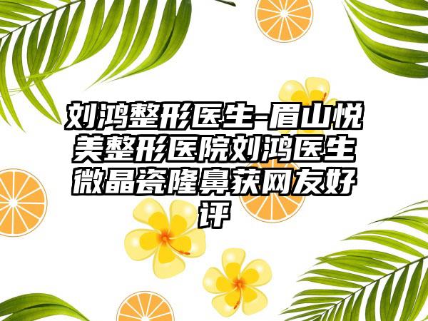 刘鸿整形医生-眉山悦美整形医院刘鸿医生微晶瓷隆鼻获网友好评