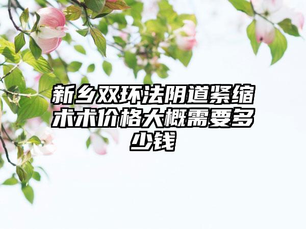 新乡双环法阴道紧缩术术价格大概需要多少钱