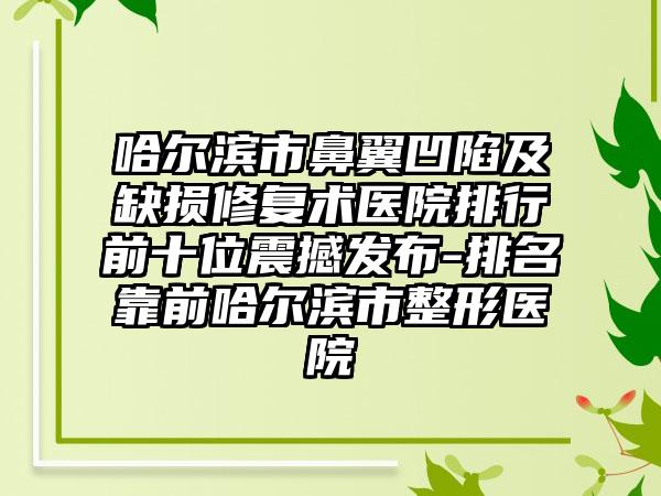 哈尔滨市鼻翼凹陷及缺损修复术医院排行前十位震撼发布-排名靠前哈尔滨市整形医院