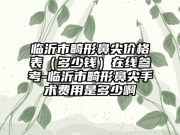 临沂市畸形鼻尖价格表（多少钱）在线参考-临沂市畸形鼻尖手术费用是多少啊