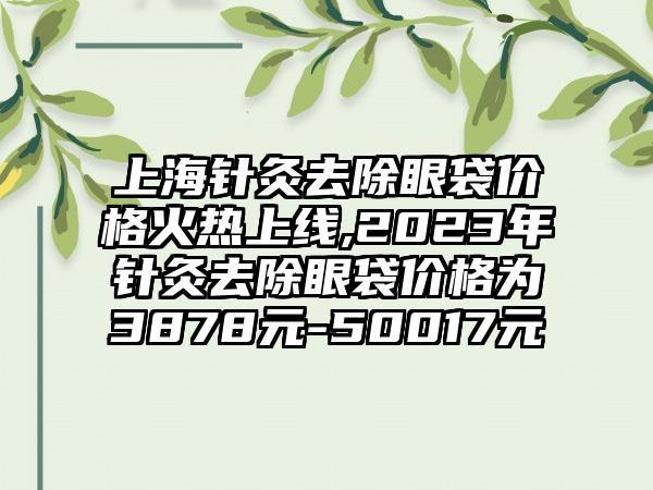 上海针灸去除眼袋价格火热上线,2023年针灸去除眼袋价格为3878元-50017元