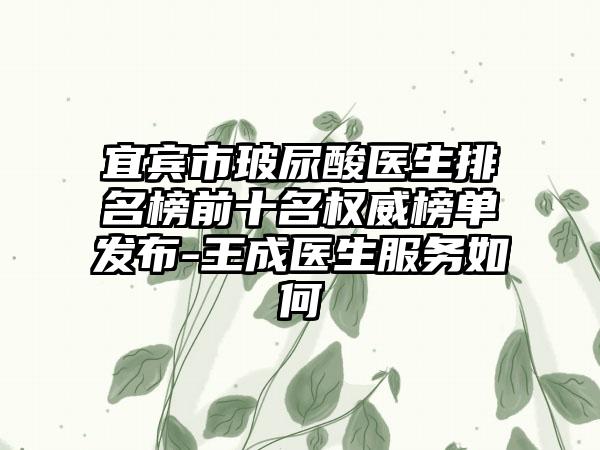 宜宾市玻尿酸医生排名榜前十名权威榜单发布-王成医生服务如何