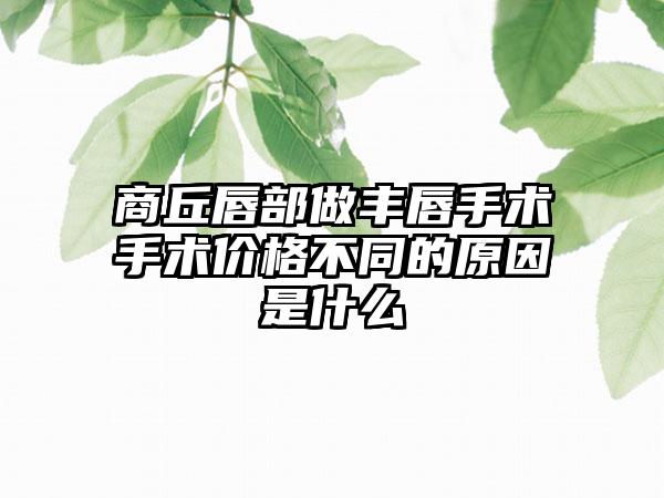 商丘唇部做丰唇手术手术价格不同的原因是什么