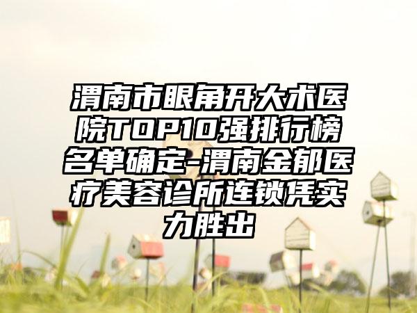 渭南市眼角开大术医院TOP10强排行榜名单确定-渭南金郁医疗美容诊所连锁凭实力胜出