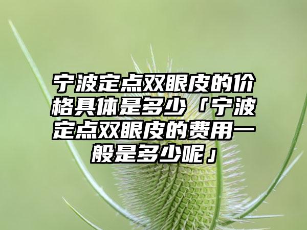 宁波定点双眼皮的价格具体是多少「宁波定点双眼皮的费用一般是多少呢」