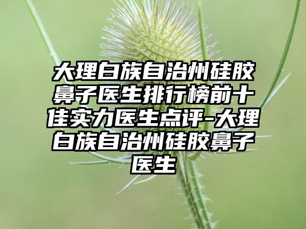 大理白族自治州硅胶鼻子医生排行榜前十佳实力医生点评-大理白族自治州硅胶鼻子医生