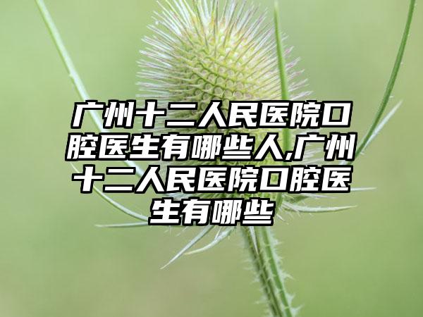 广州十二人民医院口腔医生有哪些人,广州十二人民医院口腔医生有哪些