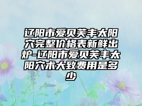 辽阳市爱贝芙丰太阳穴完整价格表新鲜出炉-辽阳市爱贝芙丰太阳穴术大致费用是多少