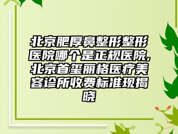 北京肥厚鼻整形整形医院哪个是正规医院,北京首玺丽格医疗美容诊所收费标准现揭晓