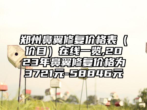 郑州鼻翼修复价格表（价目）在线一览,2023年鼻翼修复价格为3721元-58846元