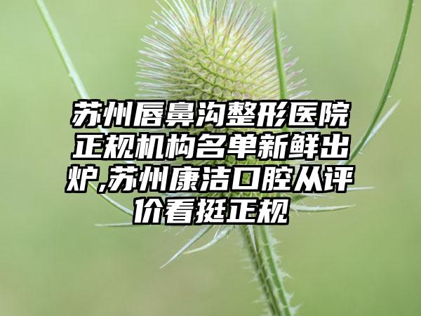 苏州唇鼻沟整形医院正规机构名单新鲜出炉,苏州康洁口腔从评价看挺正规