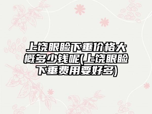 上饶眼睑下垂价格大概多少钱呢(上饶眼睑下垂费用要好多)