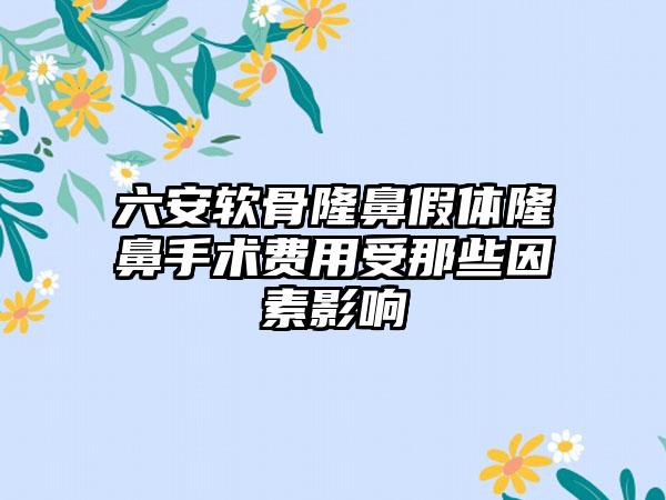 六安软骨隆鼻假体隆鼻手术费用受那些因素影响