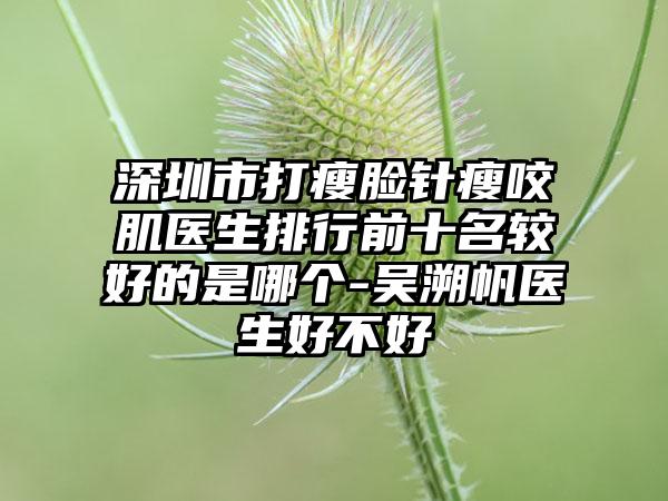 深圳市打瘦脸针瘦咬肌医生排行前十名较好的是哪个-吴溯帆医生好不好