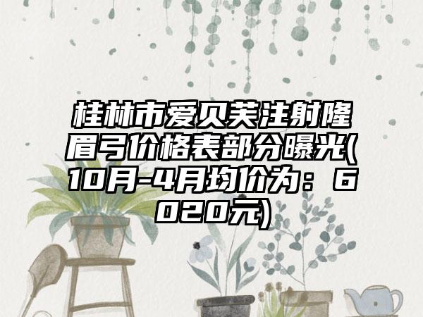 桂林市爱贝芙注射隆眉弓价格表部分曝光(10月-4月均价为：6020元)