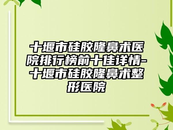 十堰市硅胶隆鼻术医院排行榜前十佳详情-十堰市硅胶隆鼻术整形医院