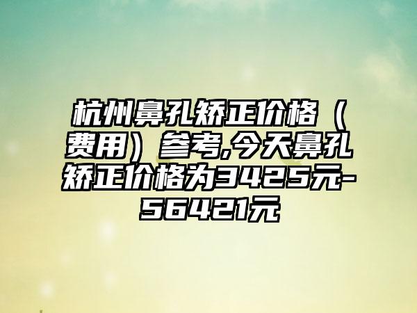 杭州鼻孔矫正价格（费用）参考,今天鼻孔矫正价格为3425元-56421元