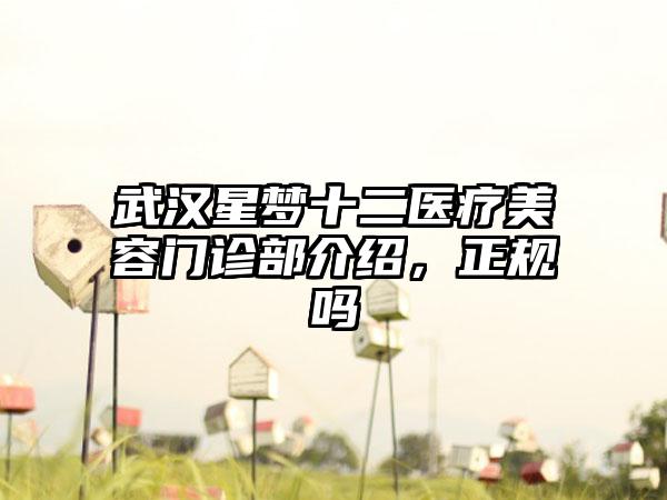 武汉星梦十二医疗美容门诊部介绍，正规吗