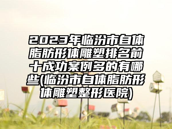 2023年临汾市自体脂肪形体雕塑排名前十成功实例多的有哪些(临汾市自体脂肪形体雕塑整形医院)