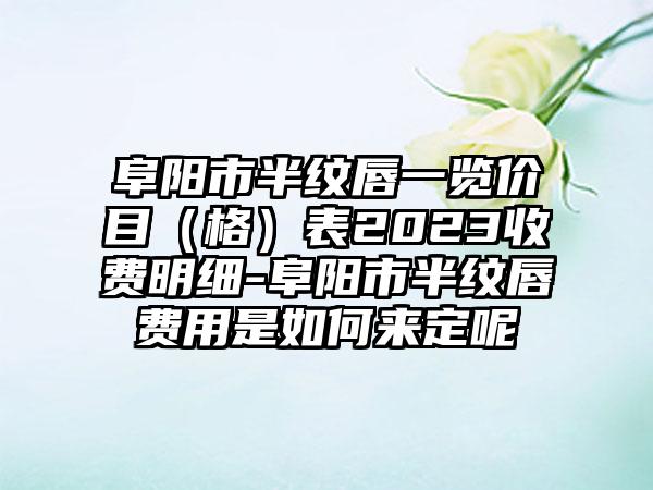 阜阳市半纹唇一览价目（格）表2023收费明细-阜阳市半纹唇费用是如何来定呢