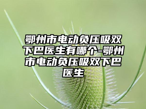 鄂州市电动负压吸双下巴医生有哪个-鄂州市电动负压吸双下巴医生