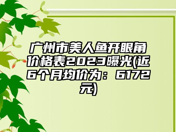 广州市美人鱼开眼角价格表2023曝光(近6个月均价为：6172元)