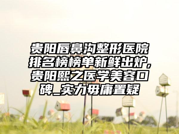 贵阳唇鼻沟整形医院排名榜榜单新鲜出炉,贵阳熙之医学美容口碑_实力毋庸置疑