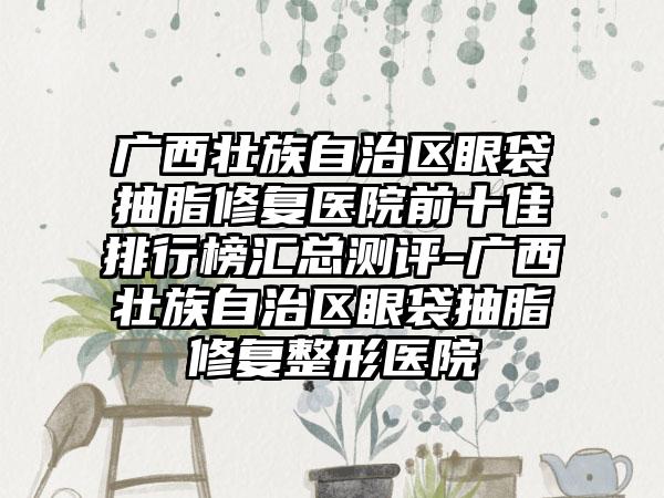 广西壮族自治区眼袋抽脂修复医院前十佳排行榜汇总测评-广西壮族自治区眼袋抽脂修复整形医院