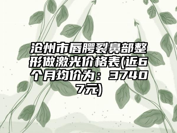 沧州市唇腭裂鼻部整形做激光价格表(近6个月均价为：37407元)