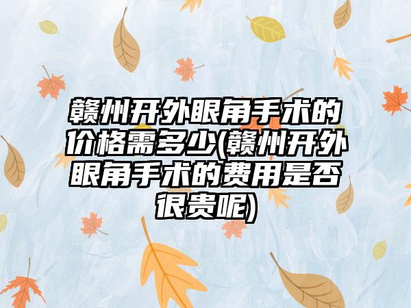 赣州开外眼角手术的价格需多少(赣州开外眼角手术的费用是否很贵呢)