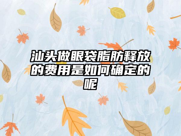 汕头做眼袋脂肪释放的费用是如何确定的呢