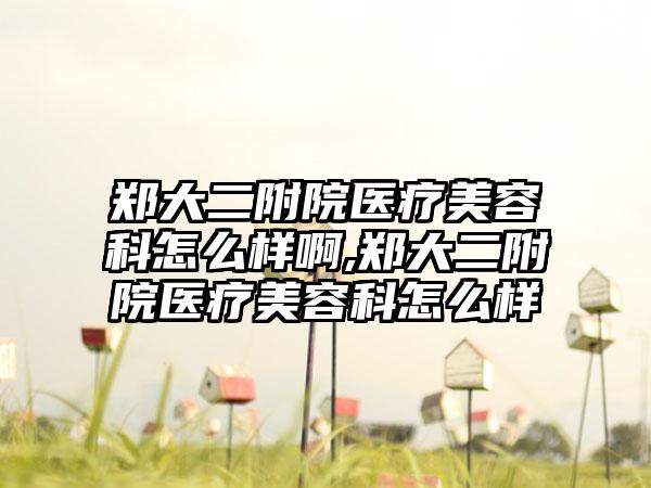 郑大二附院医疗美容科怎么样啊,郑大二附院医疗美容科怎么样